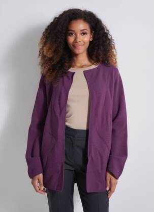 Gilet manches longues col rond violet AN' GE femme
