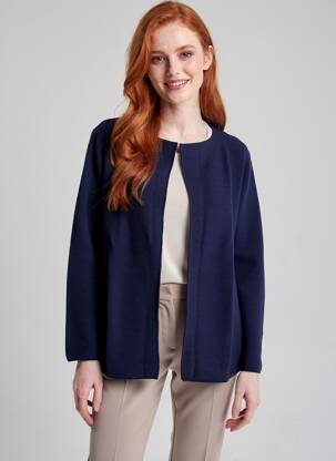 Gilet manches longues col rond bleu fonce AN' GE femme