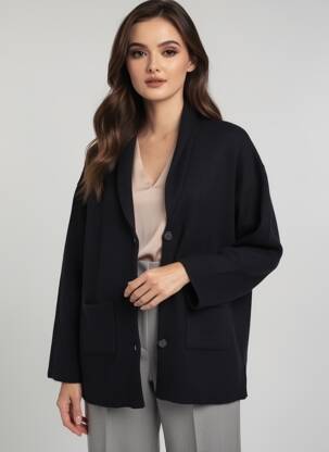 Gilet manches longues col châle noir BELLA JONES femme