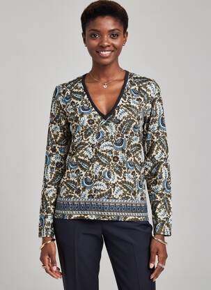Pull coupe droite manches longues bleu GERARD DAREL femme