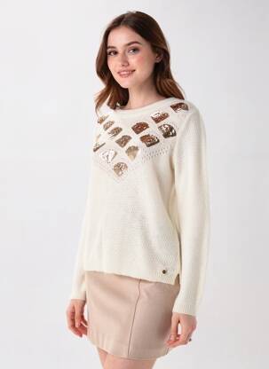 Pull coupe cintrée manches longues blanc DES PETITS HAUTS femme