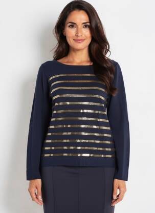 Pull coupe cintrée manches longues bleu D.SPORT femme