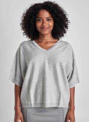 Pull coupe droite manches courtes gris G&B femme