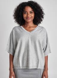 Pull coupe droite manches courtes gris G&B femme