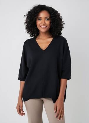 Pull coupe droite manches courtes noir G&B femme