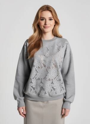 Sweat-shirt stretch manches longues gris MAX MARA femme