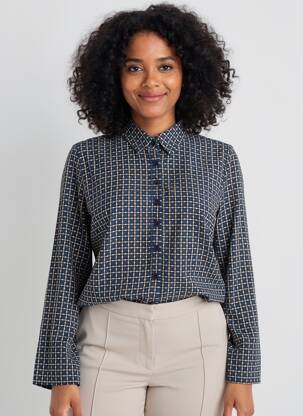 Blouse imprimé fantaisie manches longues bleu GERARD DAREL femme