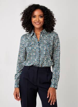 Chemisier coupe cintrée manches longues bleu GERARD DAREL femme