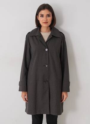 Trench fermeture boutonnée sur le devant sans capuche noir SANS MARQUE femme
