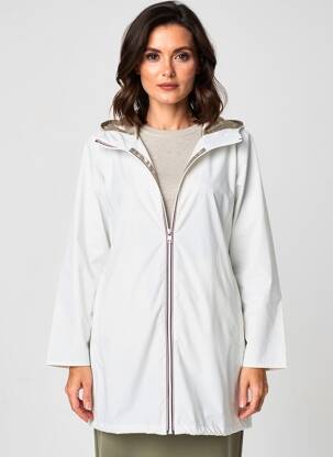 Imperméable fermeture zippée sur le devant a capuche blanc LAURA JO femme
