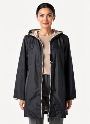 Imperméable fermeture zippée sur le devant a capuche noir LAURA JO femme