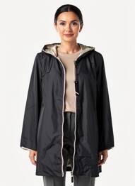 Imperméable manches longues a capuche noir LAURA JO femme