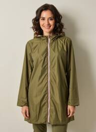 Imperméable manches longues a capuche vert LAURA JO femme