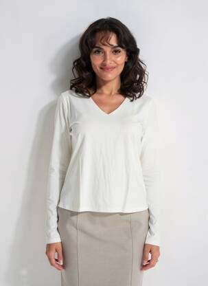 T-shirt manches longues manches longues blanc MARINA V femme