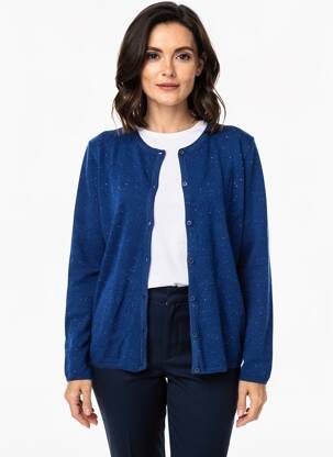 Gilet manches longues col rond bleu ESTHEME femme