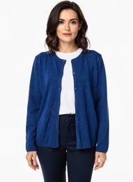 Gilet manches longues col rond bleu ESTHEME femme