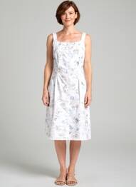 Robe mi-longue imprimé fantaisie sans manche blanc S.QUISE femme