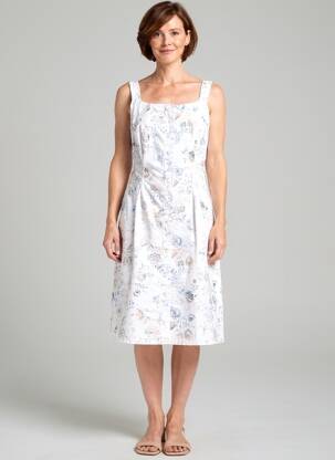 Robe mi-longue imprimé fantaisie sans manche blanc S.QUISE femme
