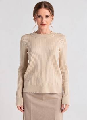 Pull coupe cintrée manches longues beige C'EST BEAU LA VIE femme