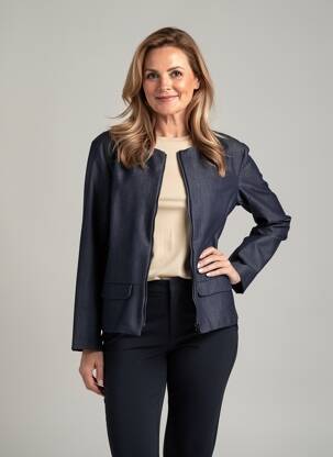 Veste casual col rond bleu GRIFFON femme