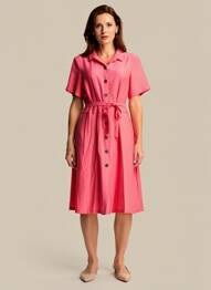 Robe mi-longue manches courtes manches courtes rose GRIFFON femme