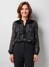 Blouse imprimé fantaisie manches longues noir S.QUISE femme