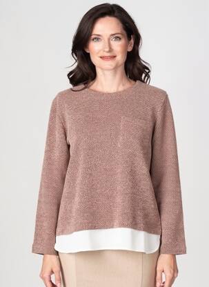 Pull coupe droite manches longues beige PLURIELLES femme
