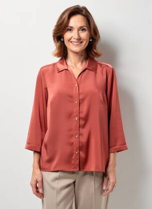 Chemisier coupe droite manches 3/4 orange GRIFFON femme