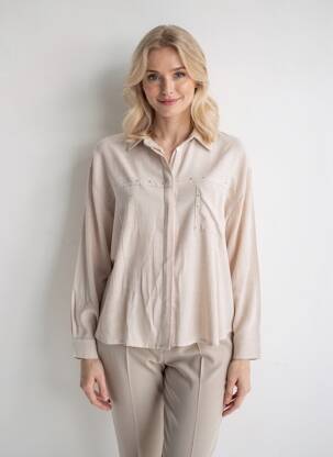 Chemisier coupe droite manches longues beige PAZ TORRAS femme