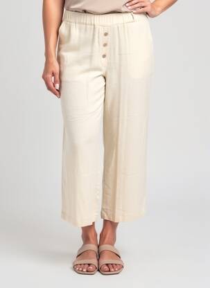 Pantacourt coupe droite taille normale beige PAZ TORRAS femme