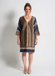 Robe pull coupe droite manches 3/4 bleu FILLE A SUIVRE femme