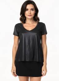 T-shirt coupe droite manches courtes noir VINTAGE DRESSING femme