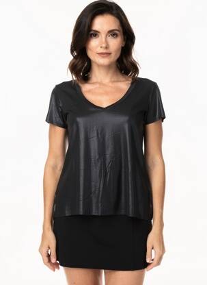 T-shirt coupe droite manches courtes noir VINTAGE DRESSING femme