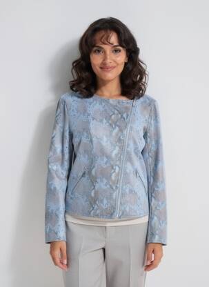 Veste casual col rond bleu FREDA femme