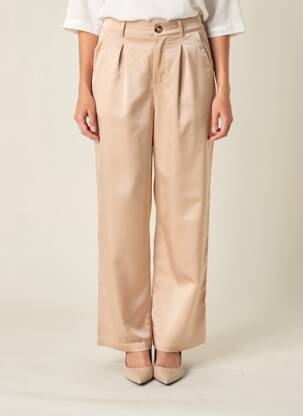 Pantalon large fermeture zippée sous rabat boutonné taille normale beige UNIGIRL femme