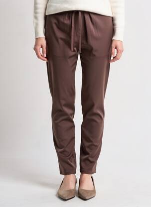 Pantalon slim taille élastique taille normale marron CHARMING GIRL femme