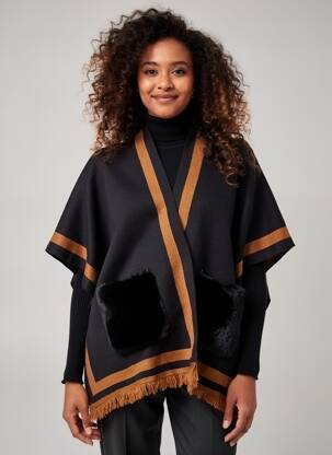 Poncho col v noir MM SWEET femme