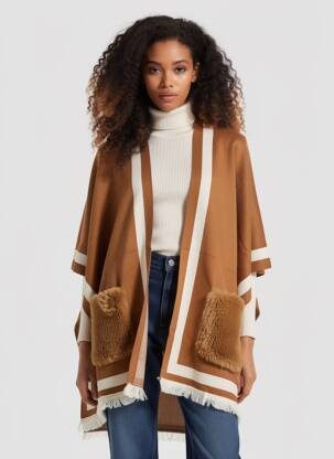 Poncho col v marron MM SWEET femme