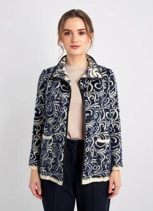 Gilet manches longues stretch bleu DN FASHION femme