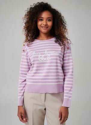Pull col bateau manches longues violet PARIS ET MOI femme