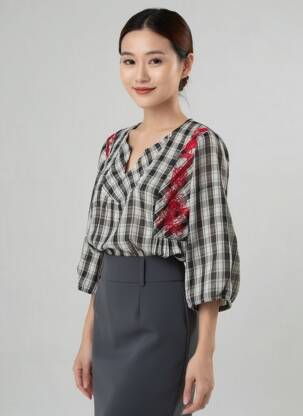 Blouse tissage popeline manches longues noir GRAIN DE MALICE femme