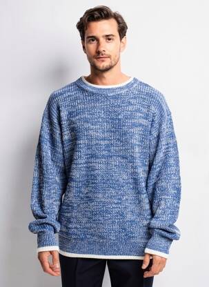 Pull stretch manches longues bleu W.T. BLUE homme
