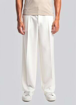 Pantalon large tissage popeline taille normale blanc MARINA RINALDI homme