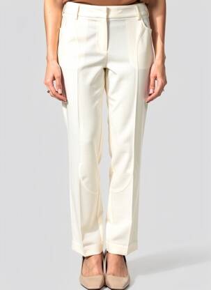 Pantalon droit stretch taille normale blanc MARINA RINALDI femme