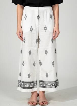 Pantalon large fermeture zippée sous rabat boutonné taille normale blanc MARINA RINALDI femme
