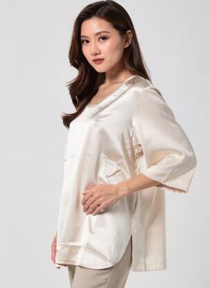 Top stretch manches 3/4 beige MARINA RINALDI femme