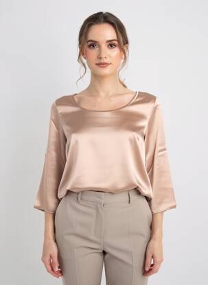 Top col rond manches 3/4 beige MARINA RINALDI femme