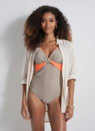 Maillot de bain 1 pièce stretch haut soutien-gorge moulé marron MARINA RINALDI femme