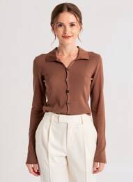 Top stretch manches longues marron OPÉRA SPORT femme