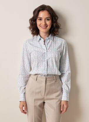 Chemisier imprimé fleurs manches longues bleu BLACK WELLIS femme
